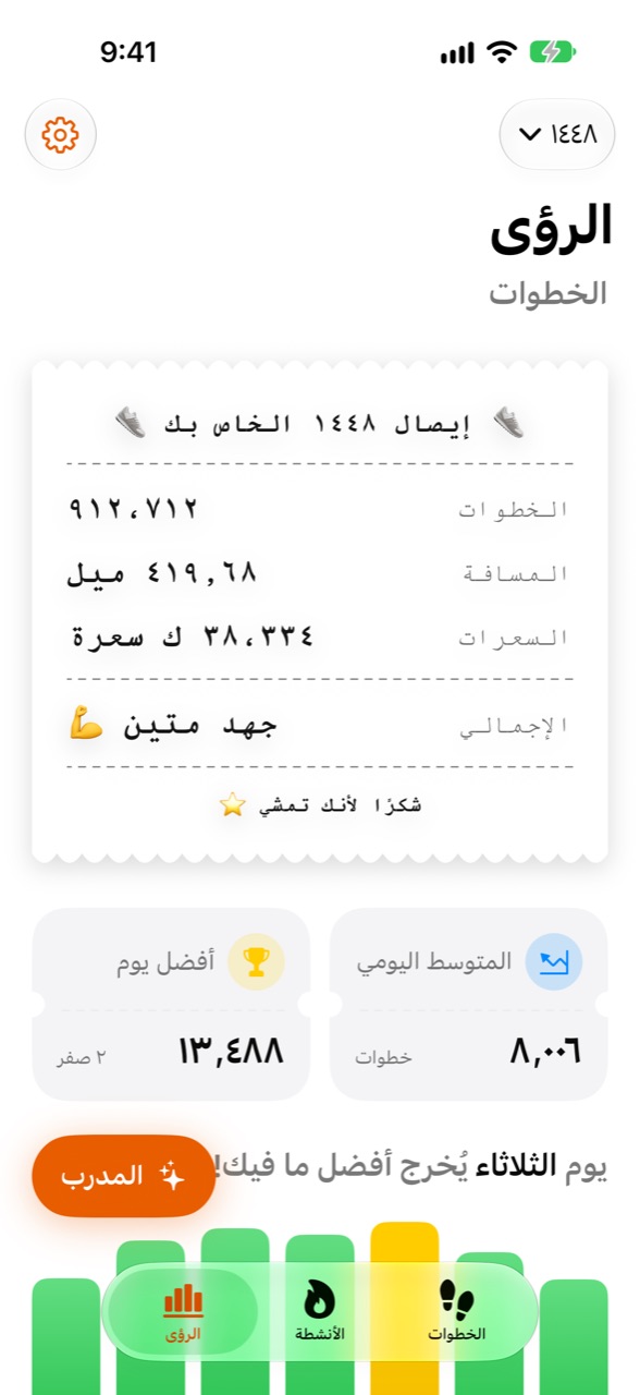 شاشة الرؤى في WeeRaa تعرض إحصاءات السنة