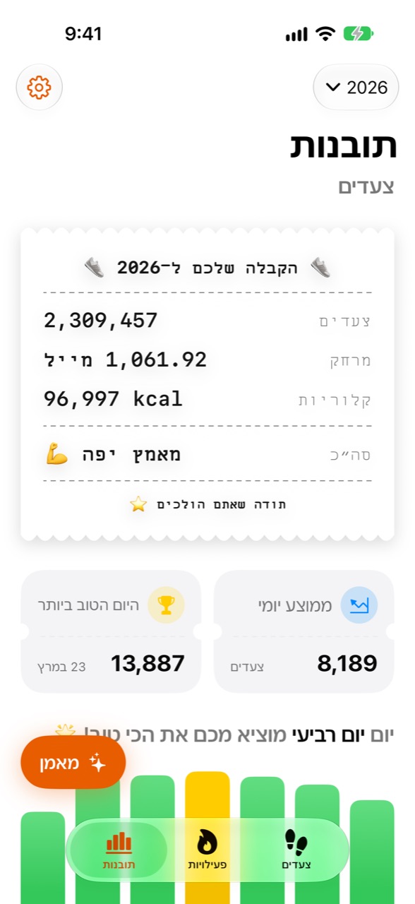 מסך התובנות של WeeRaa עם נתוני השנה